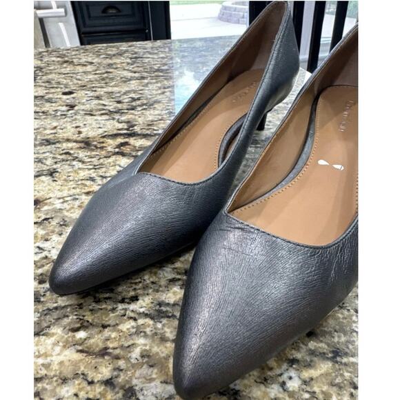 Calvin Klein GABRIANNA POINT TOE Leather Kitten Heel Pumps Size 6 gunmetal - Picture 7 of 10